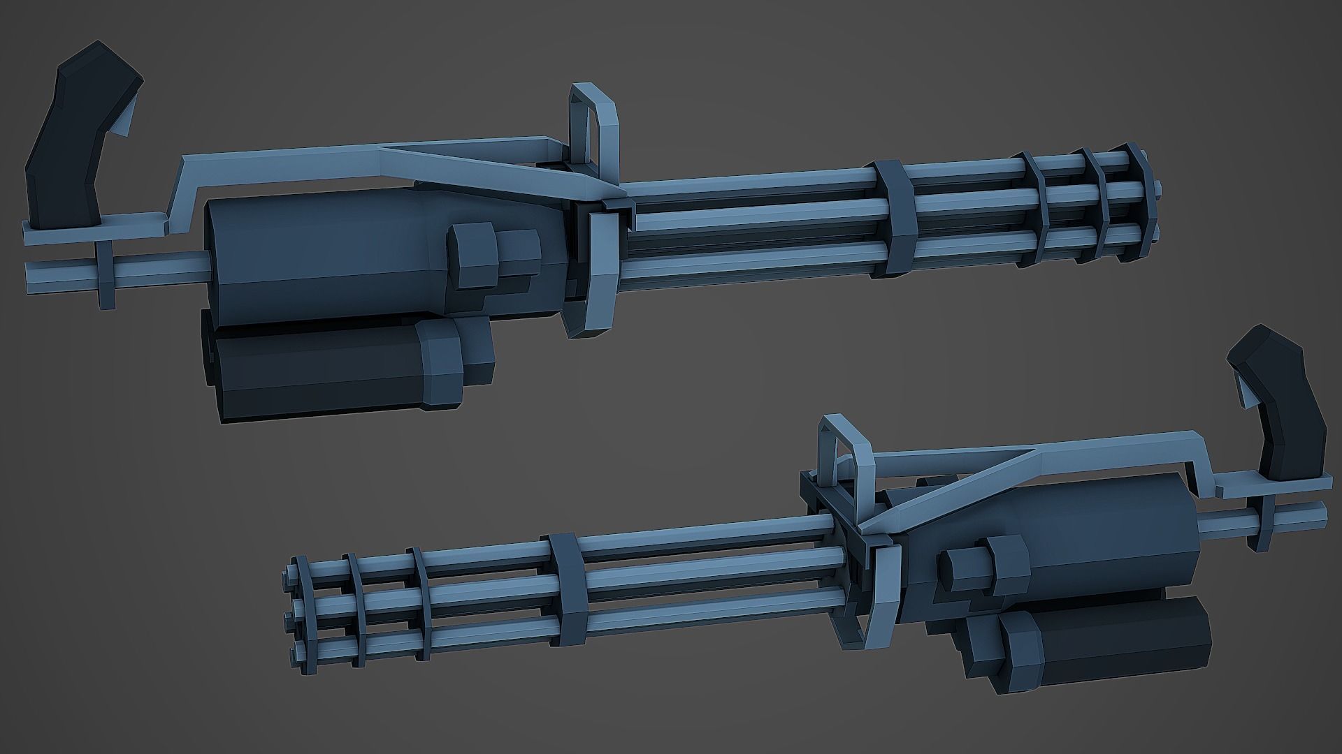 Stylized Minigun Low Poly Mobile Ready Low-poly 3D model_3