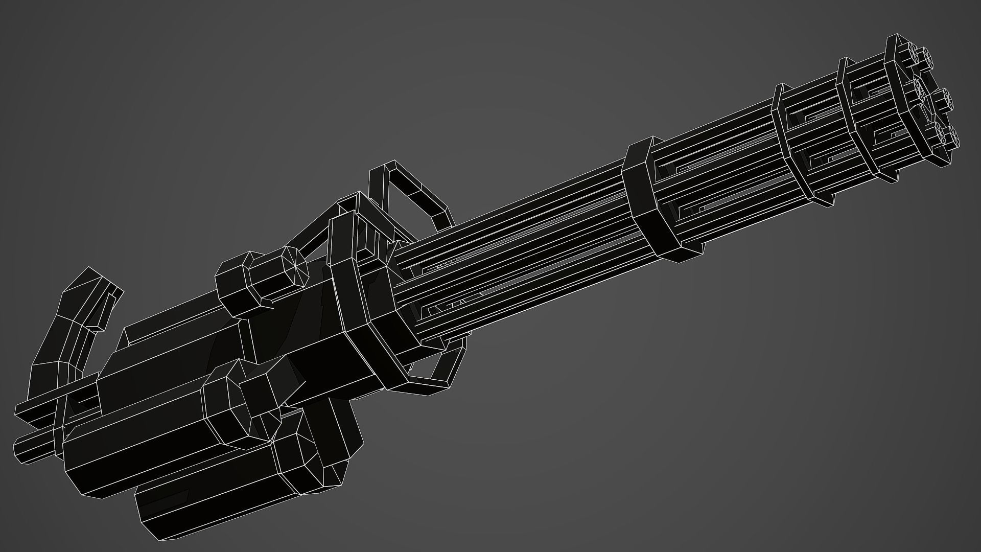 Stylized Minigun Low Poly Mobile Ready Low-poly 3D model_9
