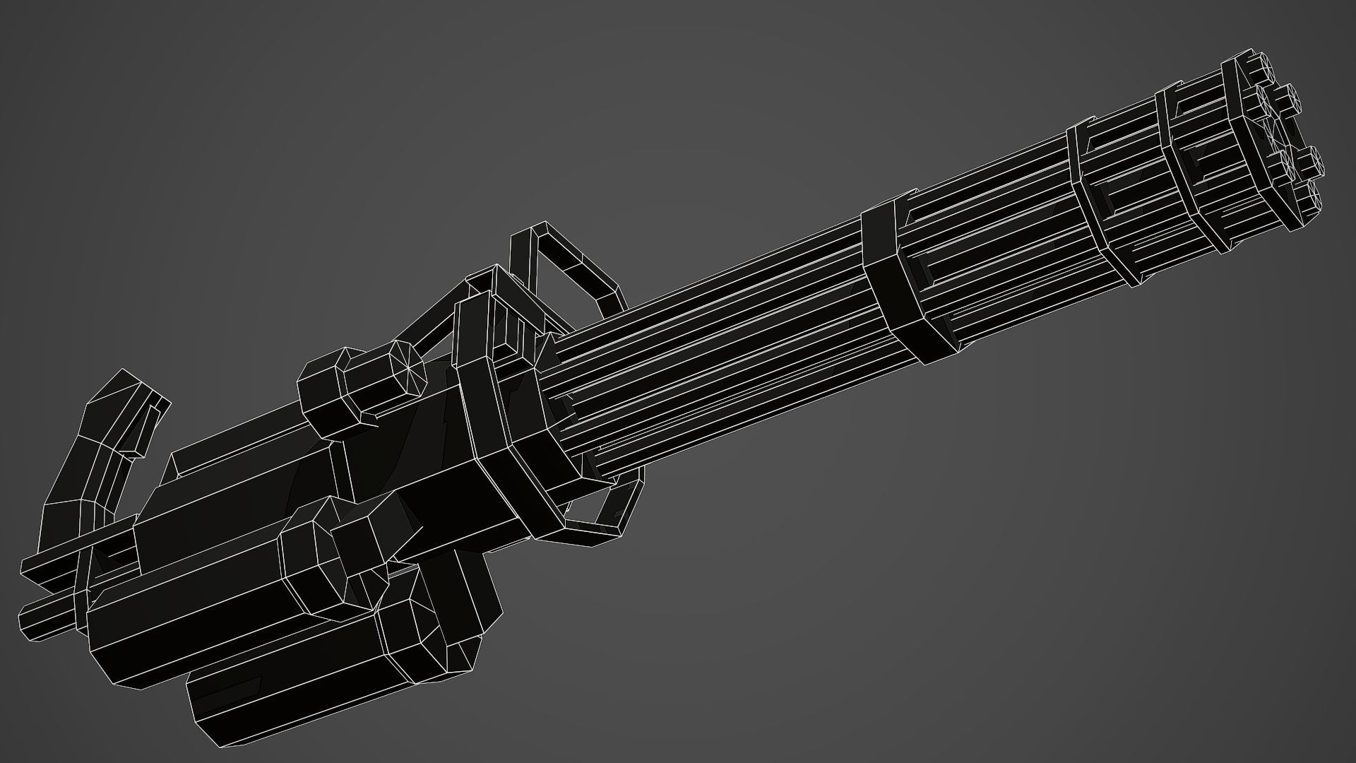 Stylized Minigun Low Poly Mobile Ready Low-poly 3D model_10
