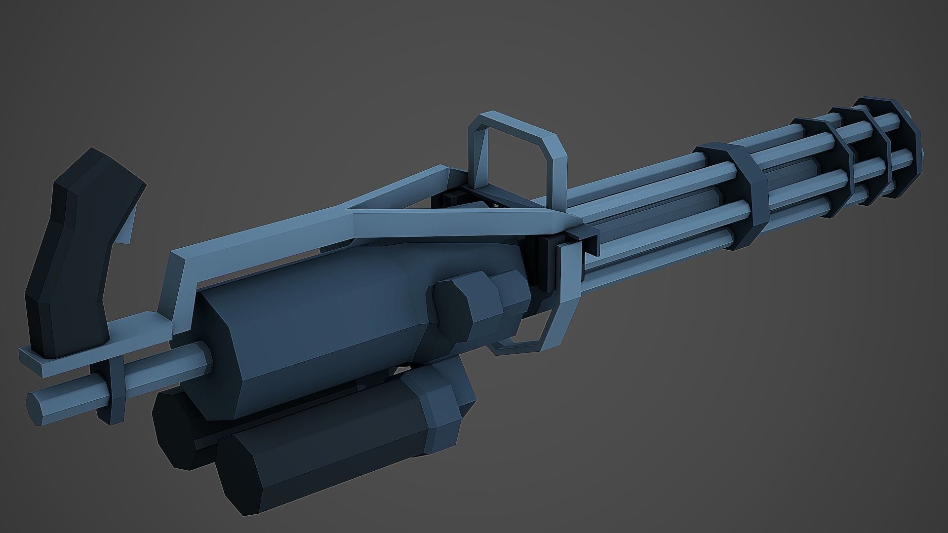 Stylized Minigun Low Poly Mobile Ready Low-poly 3D model_5