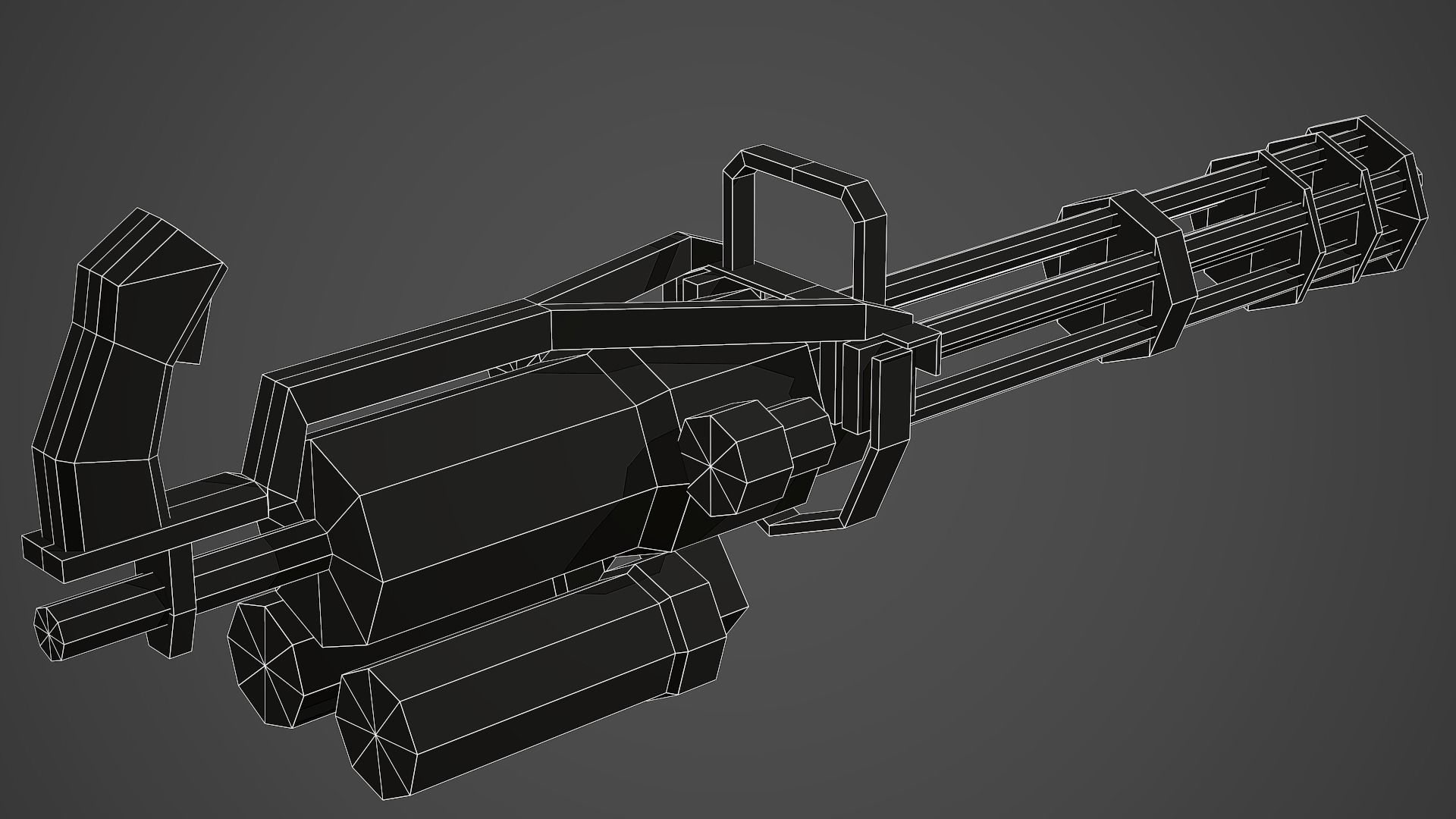 Stylized Minigun Low Poly Mobile Ready Low-poly 3D model_7