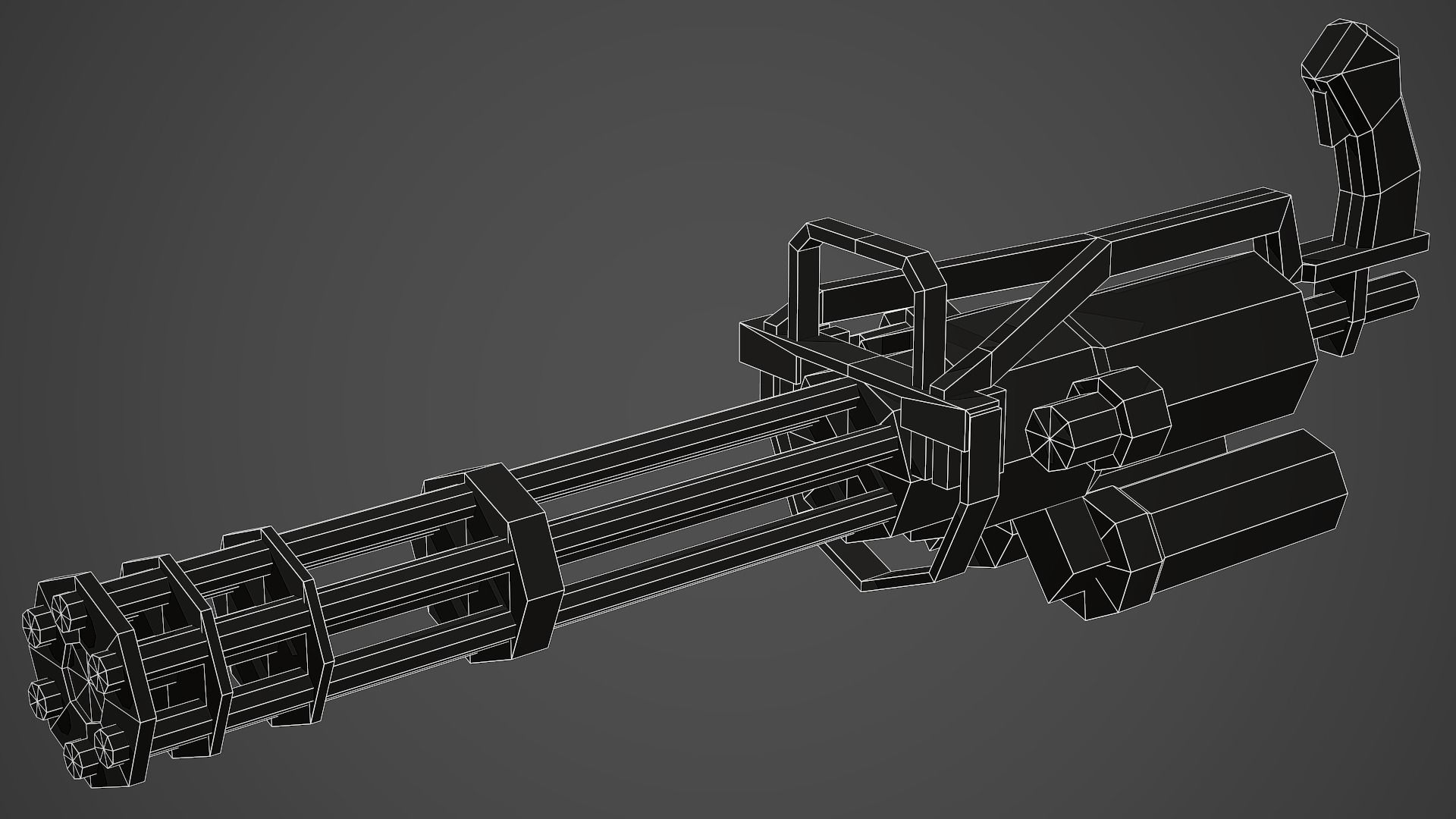 Stylized Minigun Low Poly Mobile Ready Low-poly 3D model_8
