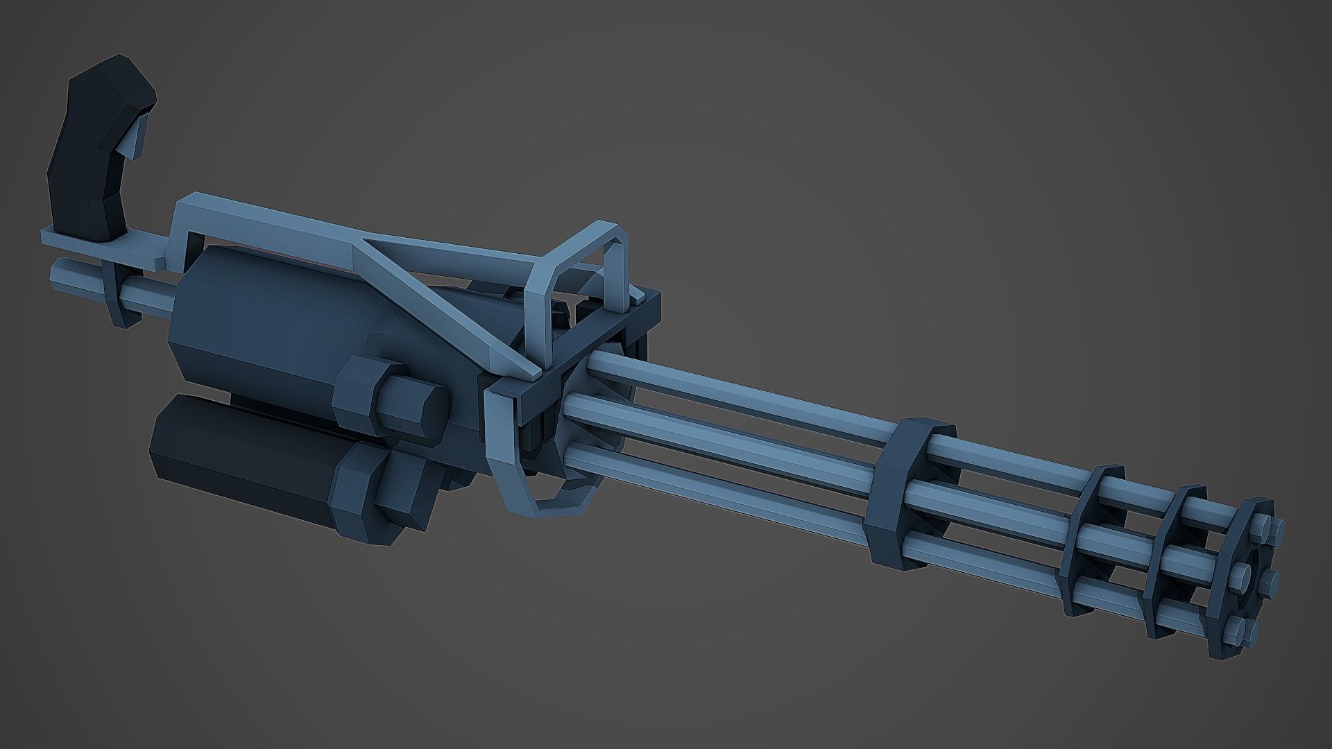 Stylized Minigun Low Poly Mobile Ready Low-poly 3D model_1