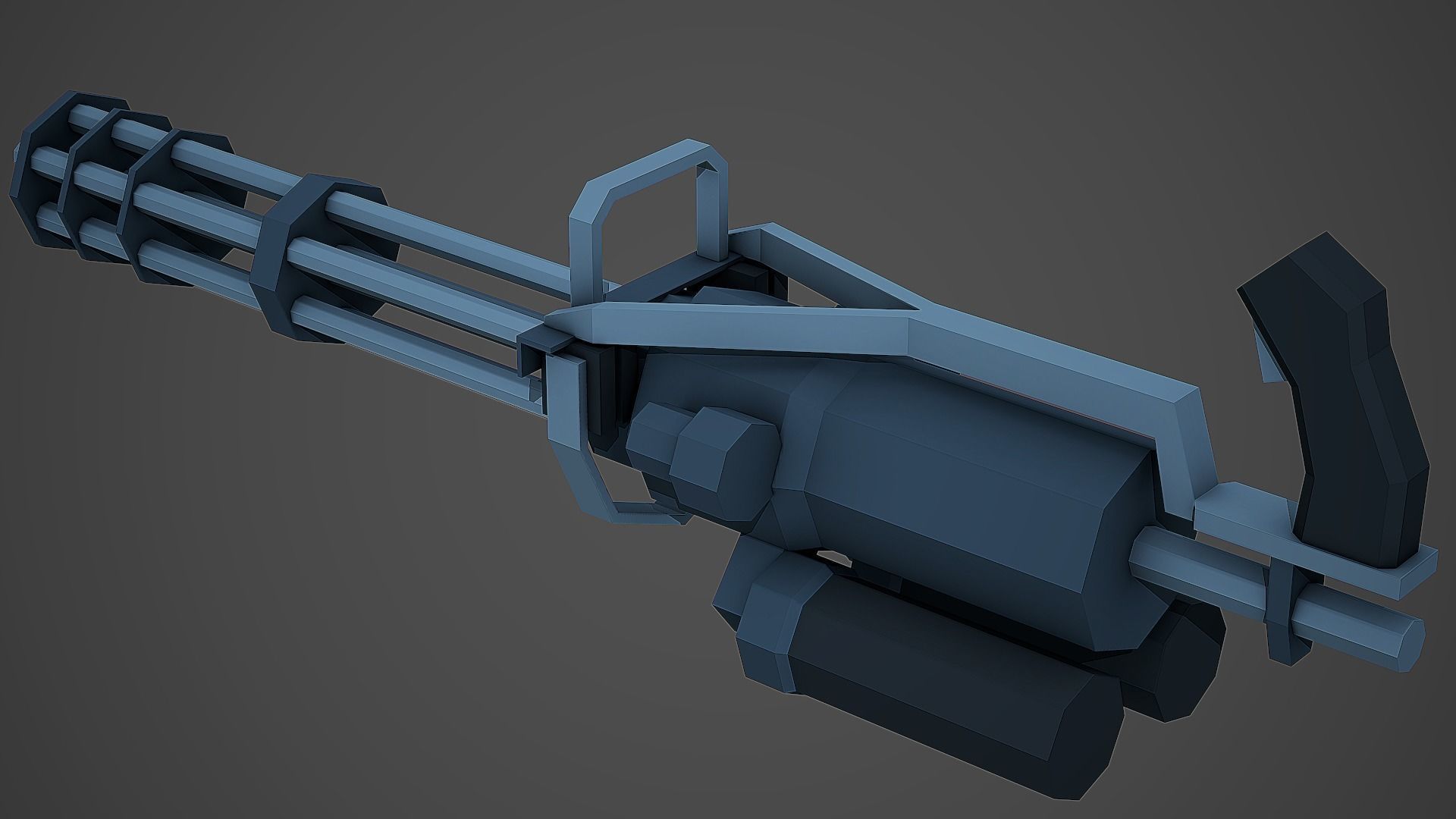 Stylized Minigun Low Poly Mobile Ready Low-poly 3D model_2