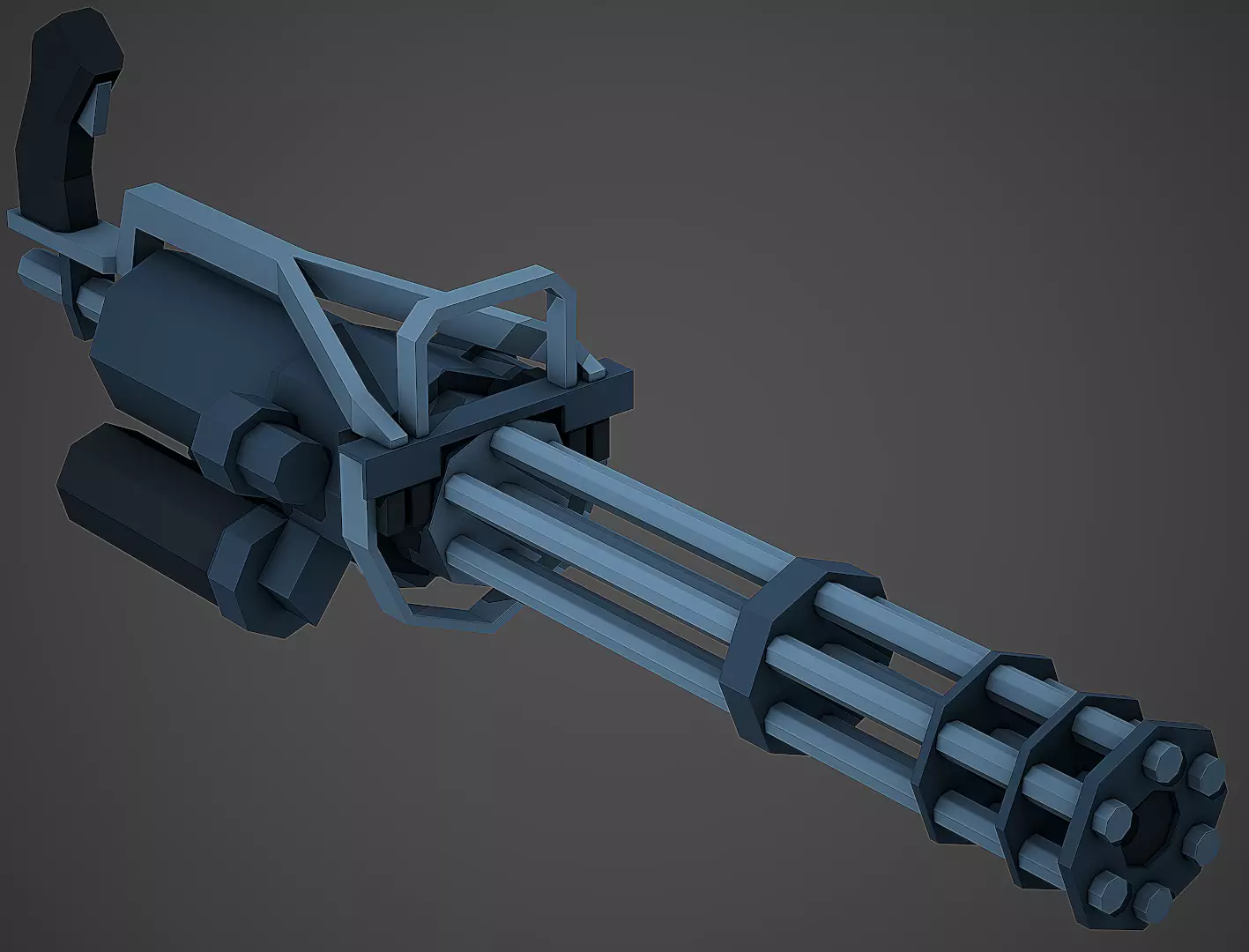 Stylized Minigun Low Poly Mobile Ready Low-poly 3D model_0