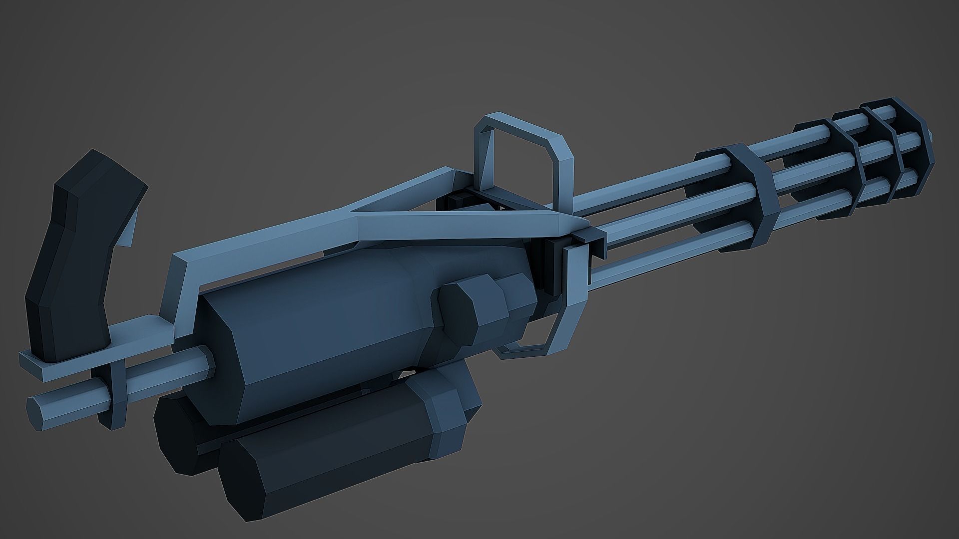 Stylized Minigun Low Poly Mobile Ready Low-poly 3D model_4
