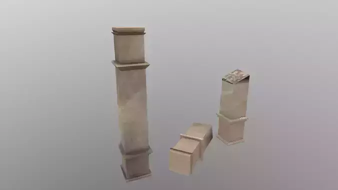 Low Poly Square Column Free low-poly 3D model