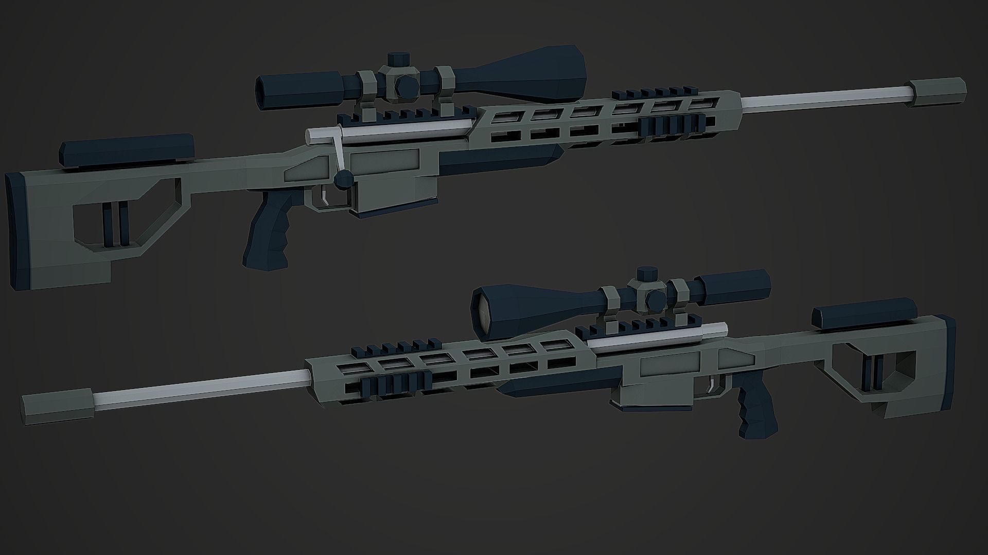 Stylized Orsis T-5000 Sniper Low Poly Mobile Ready Low-poly 3D model_3