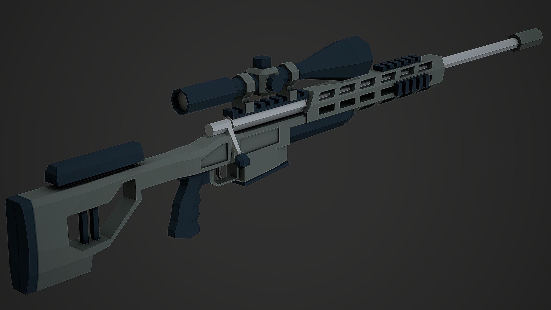 Stylized Orsis T-5000 Sniper Low Poly Mobile Ready Low-poly 3D model_1