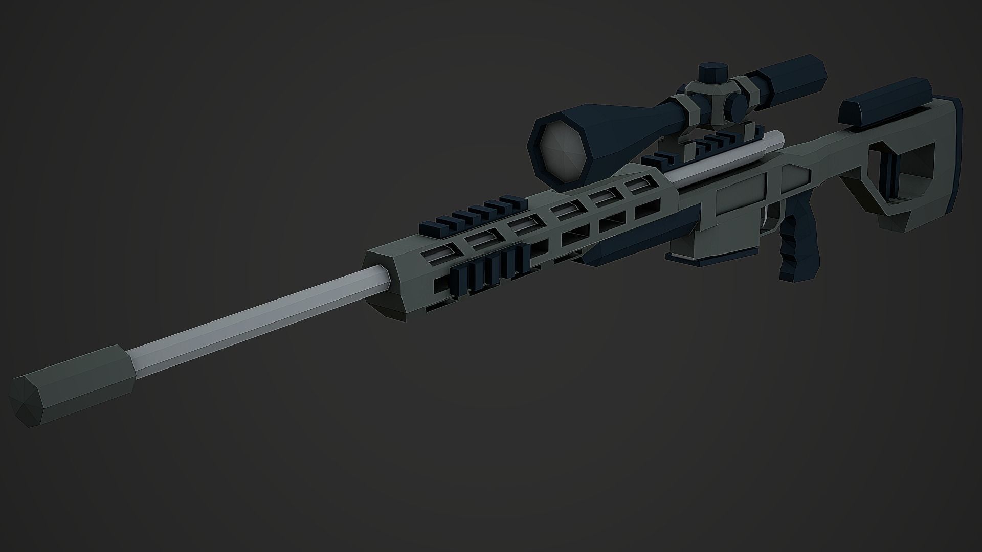Stylized Orsis T-5000 Sniper Low Poly Mobile Ready Low-poly 3D model_2