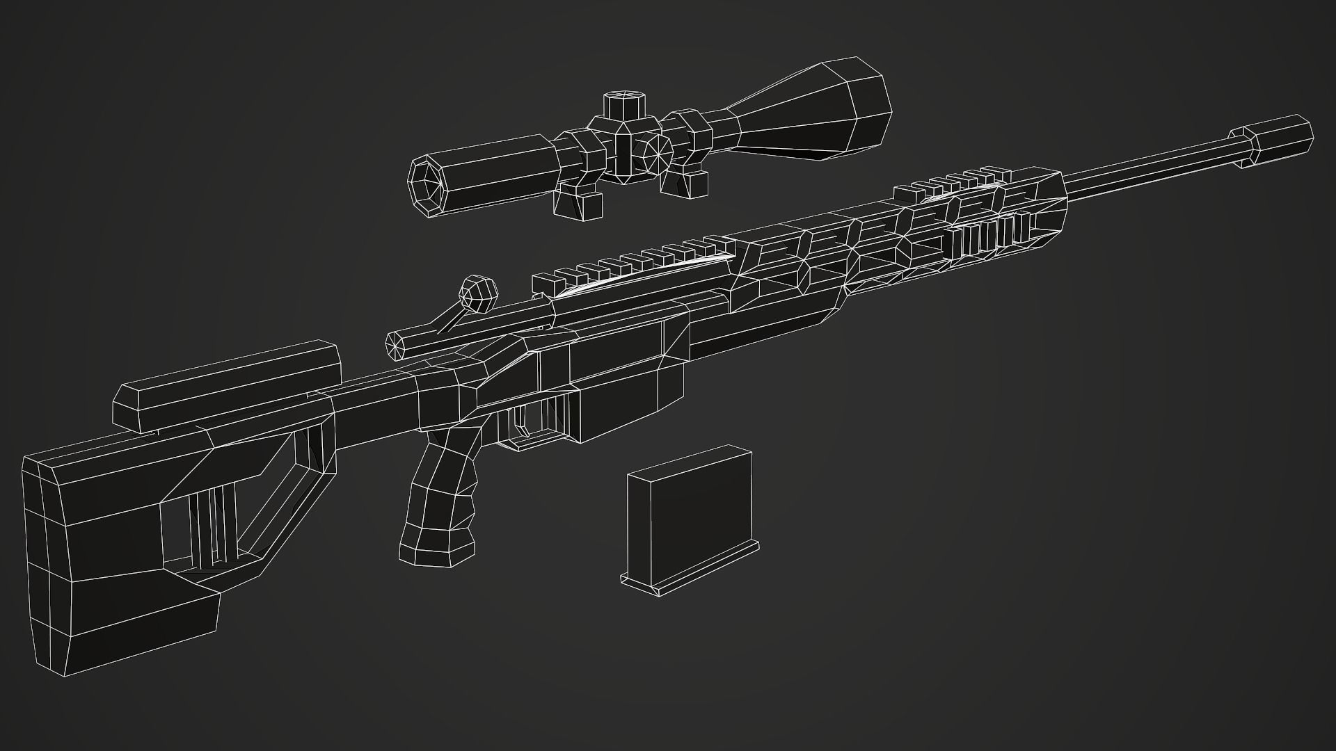 Stylized Orsis T-5000 Sniper Low Poly Mobile Ready Low-poly 3D model_8