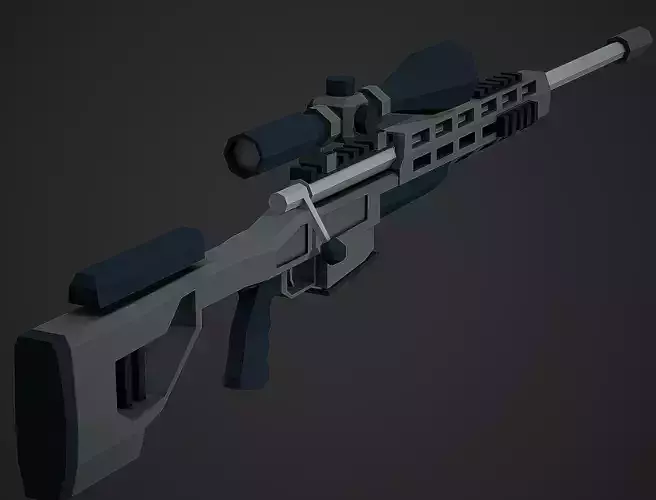 Stylized Orsis T-5000 Sniper Low Poly Mobile Ready Low-poly 3D model