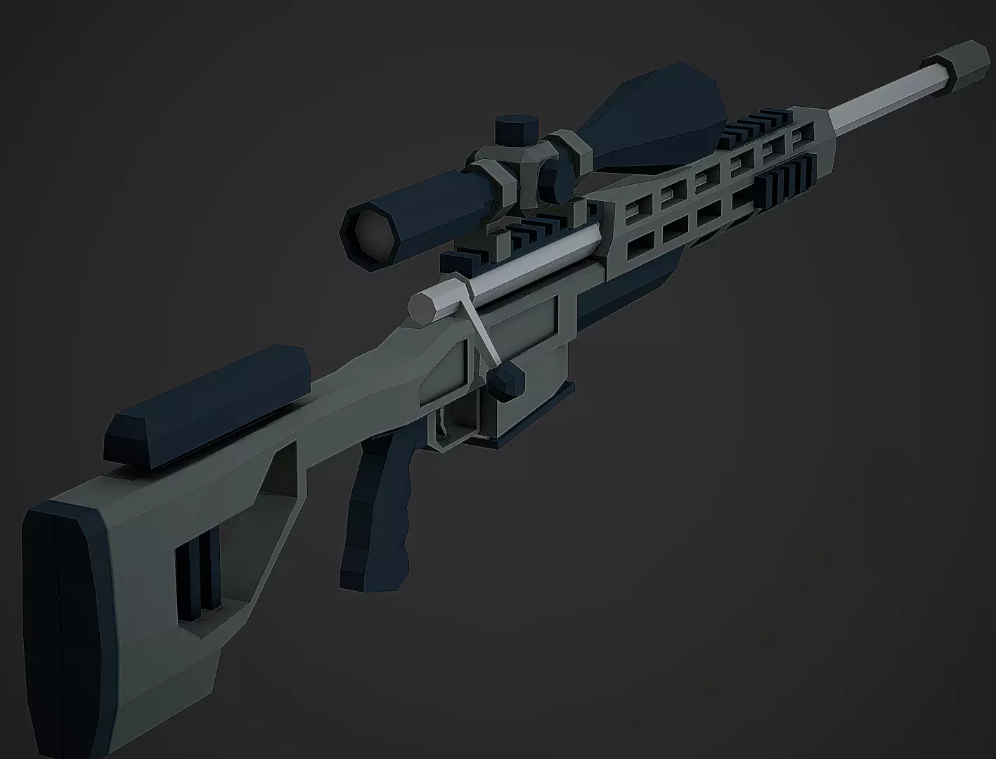 Stylized Orsis T-5000 Sniper Low Poly Mobile Ready Low-poly 3D model_0