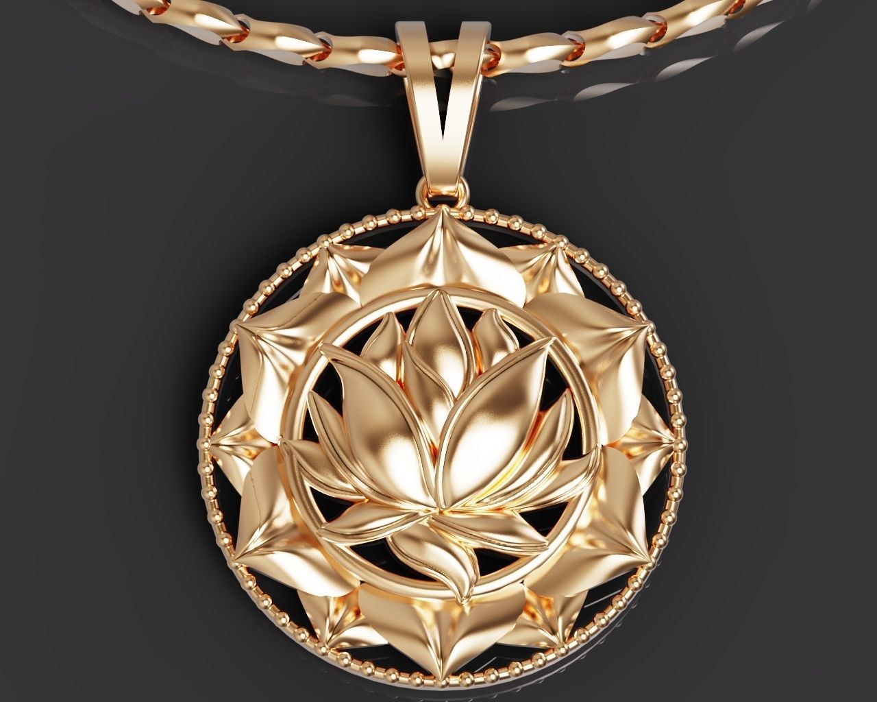 lotus pendant  Silver Gold  Print 3D print model_10