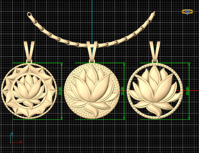 lotus pendant  Silver Gold  Print 3D print model_5