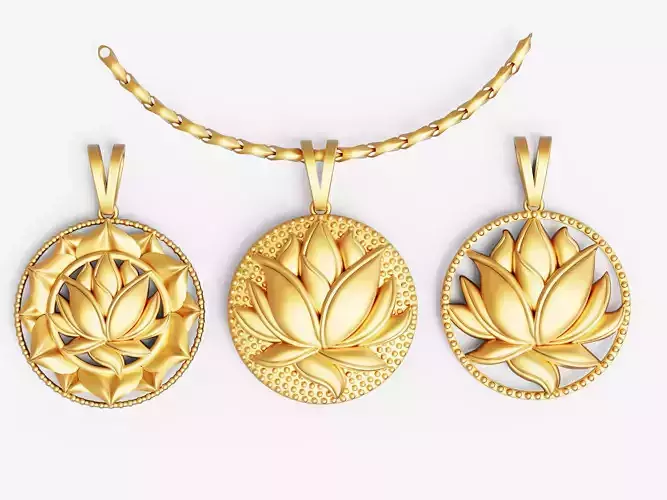 lotus pendant  Silver Gold  Print 3D print model