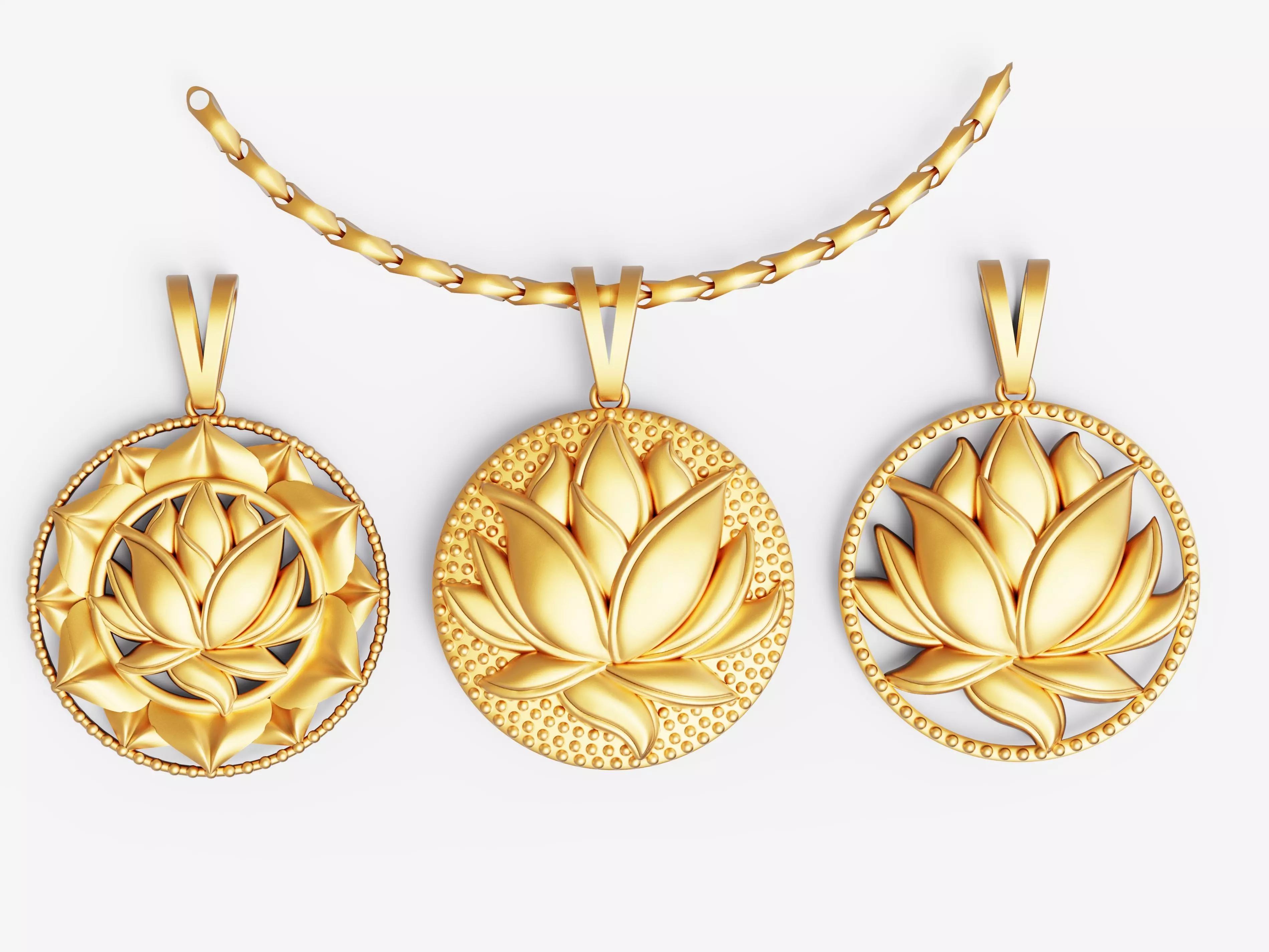 lotus pendant  Silver Gold  Print 3D print model_0