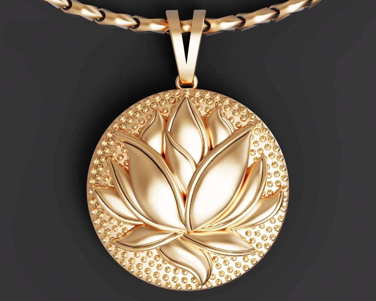 lotus pendant  Silver Gold  Print 3D print model_7