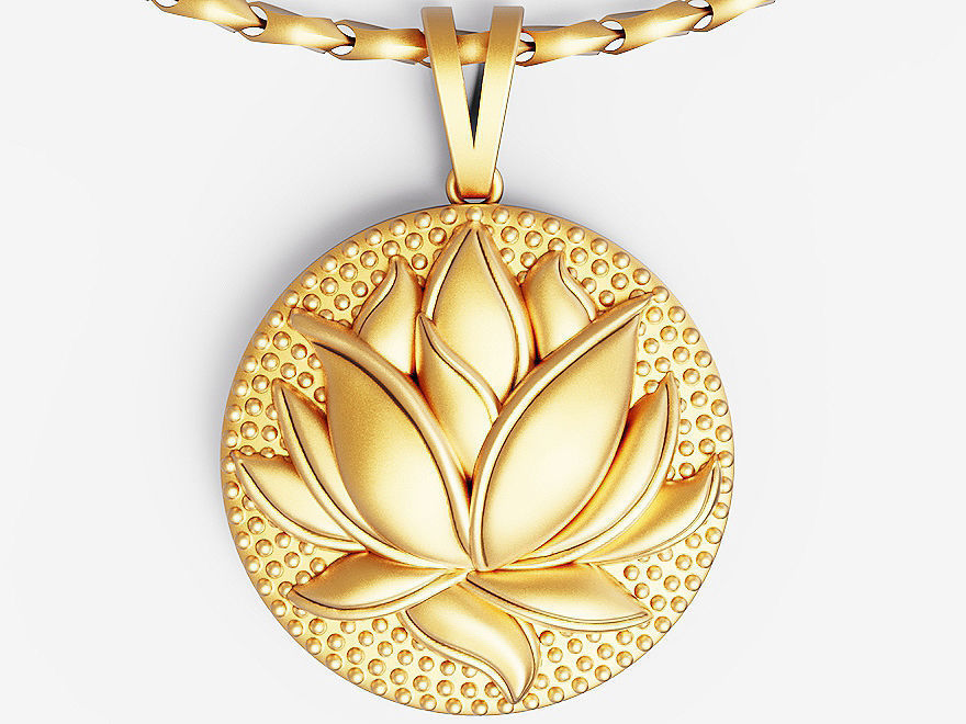 lotus pendant  Silver Gold  Print 3D print model_2