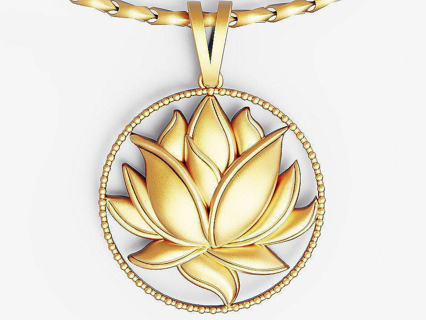 lotus pendant  Silver Gold  Print 3D print model_1