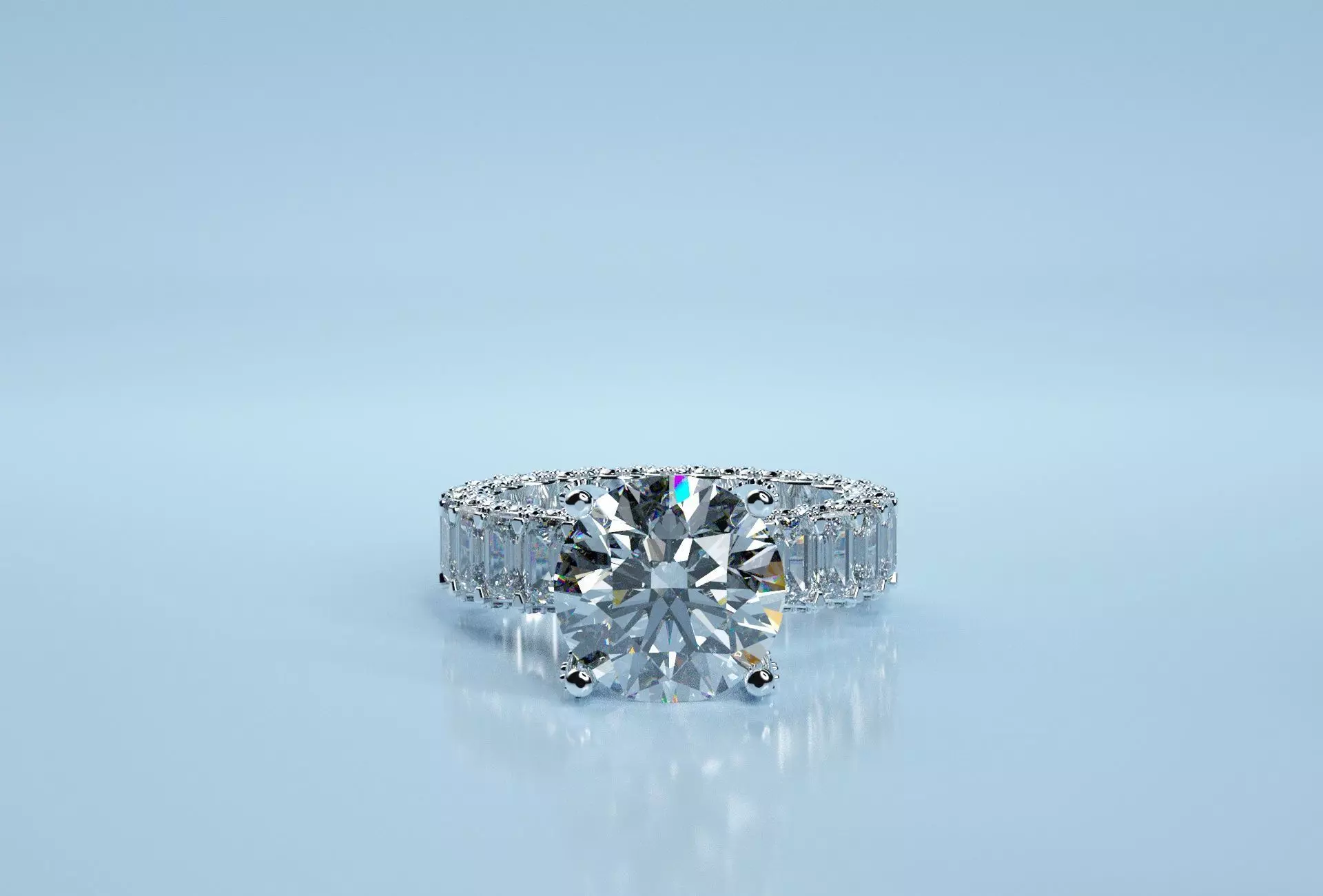 Circle Semi Mount Stone Emerald Ring Band 3D print model