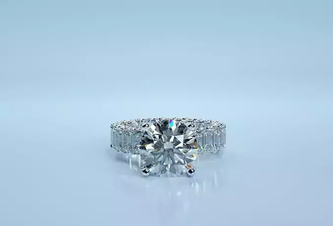 Circle Semi Mount Stone Emerald Ring Band 