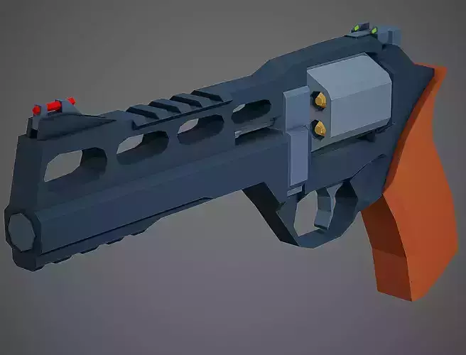 Stylized Rhino 60 DS Revolver Low Poly Mobile Ready Low-poly 3D model