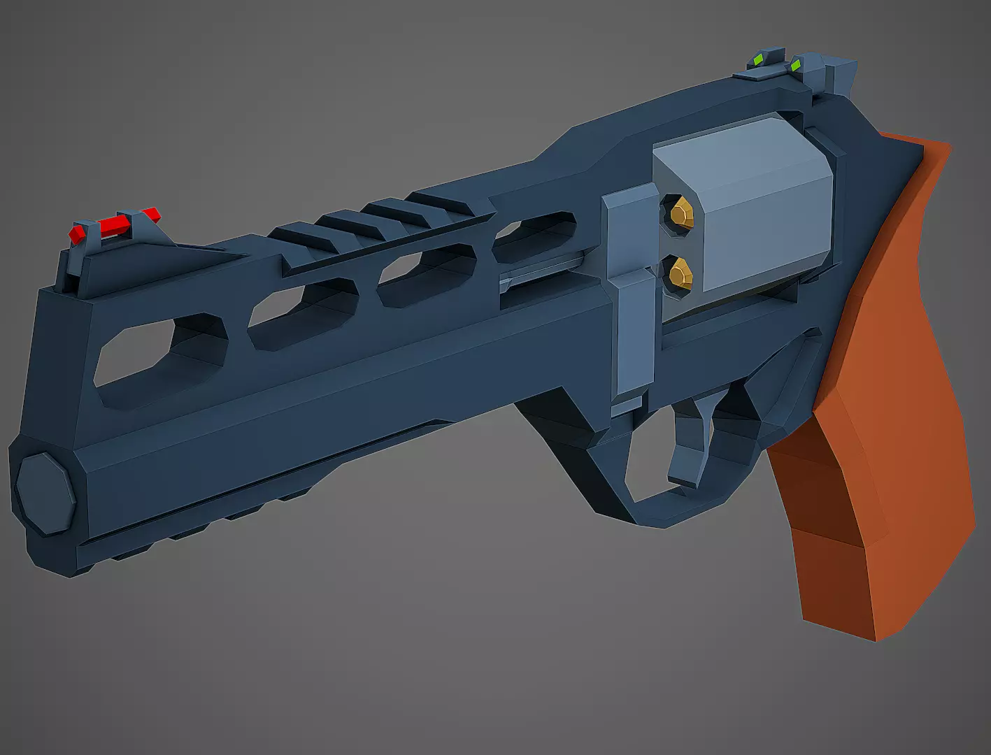 Stylized Rhino 60 DS Revolver Low Poly Mobile Ready Low-poly 3D model_0