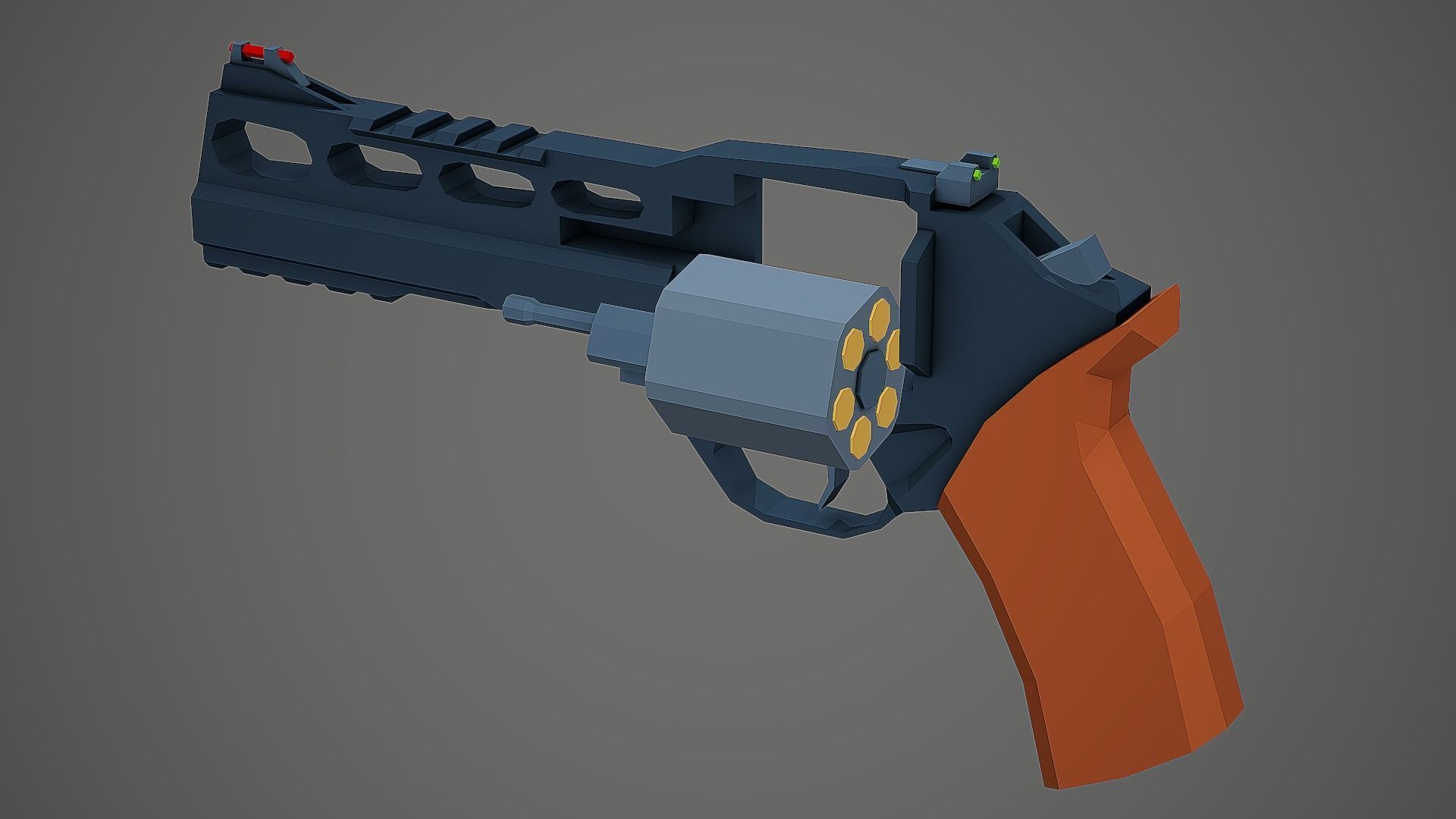Stylized Rhino 60 DS Revolver Low Poly Mobile Ready Low-poly 3D model_5