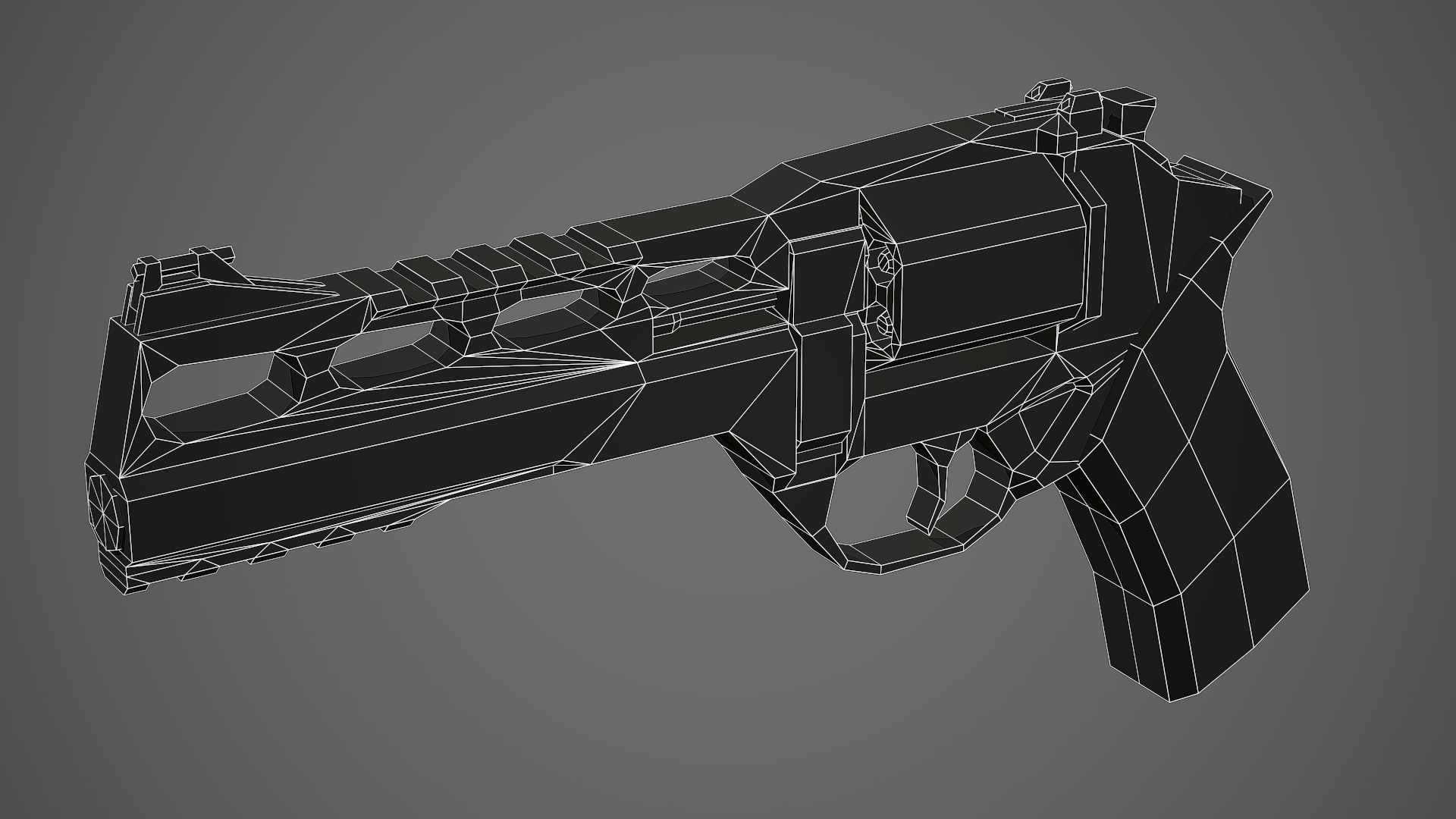 Stylized Rhino 60 DS Revolver Low Poly Mobile Ready Low-poly 3D model_9