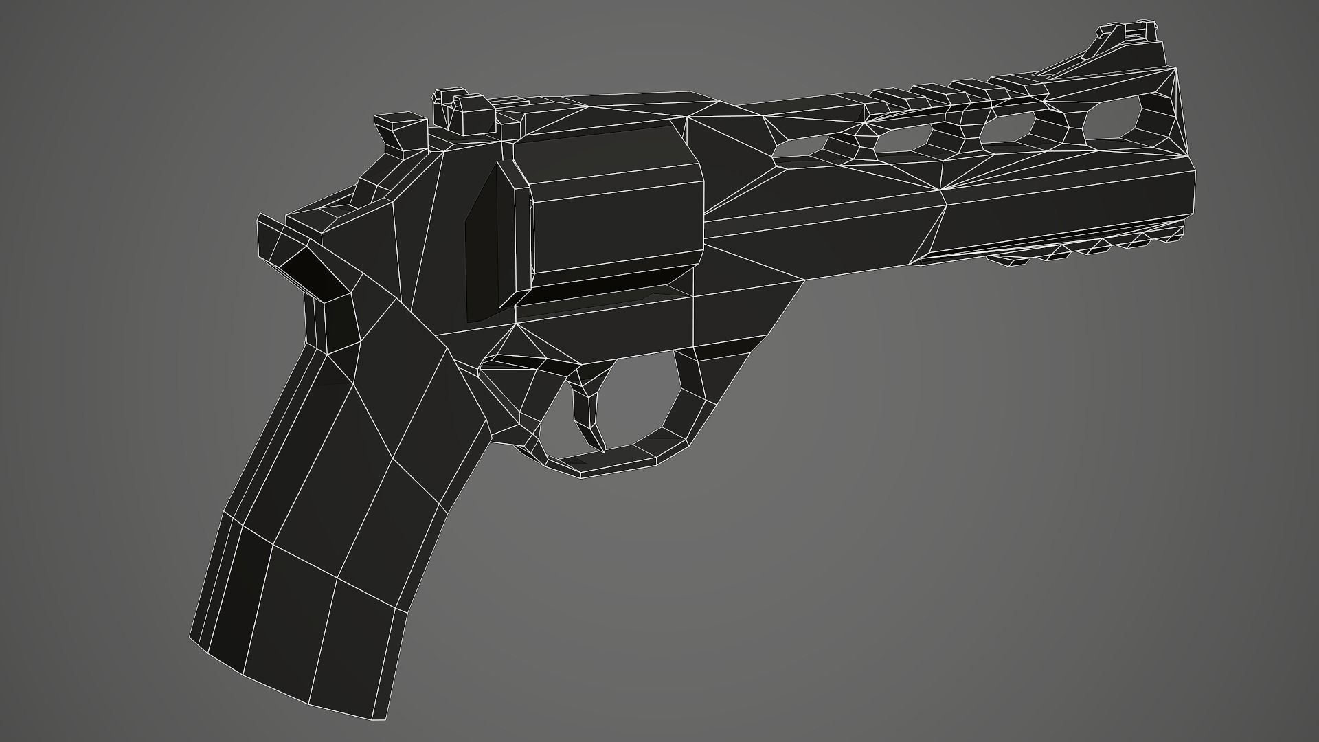 Stylized Rhino 60 DS Revolver Low Poly Mobile Ready Low-poly 3D model_8