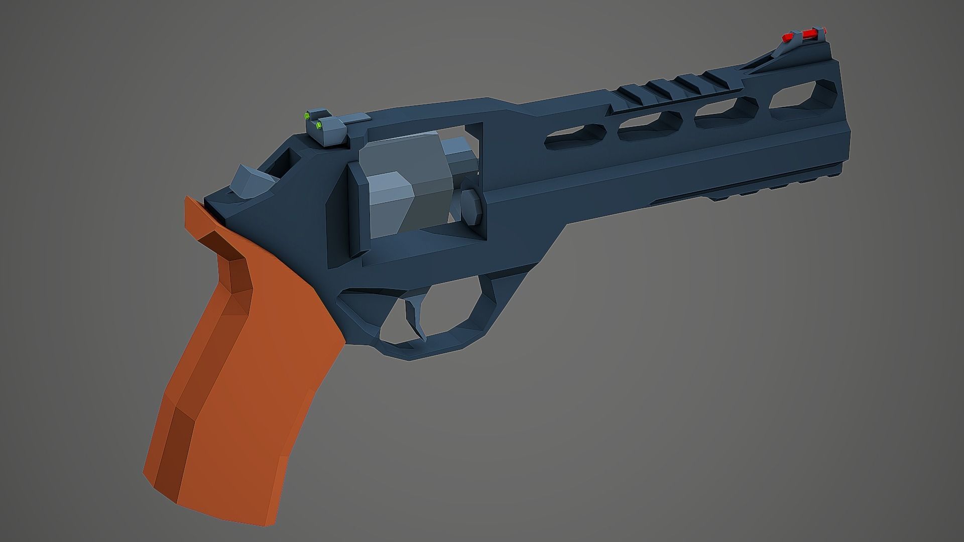 Stylized Rhino 60 DS Revolver Low Poly Mobile Ready Low-poly 3D model_6