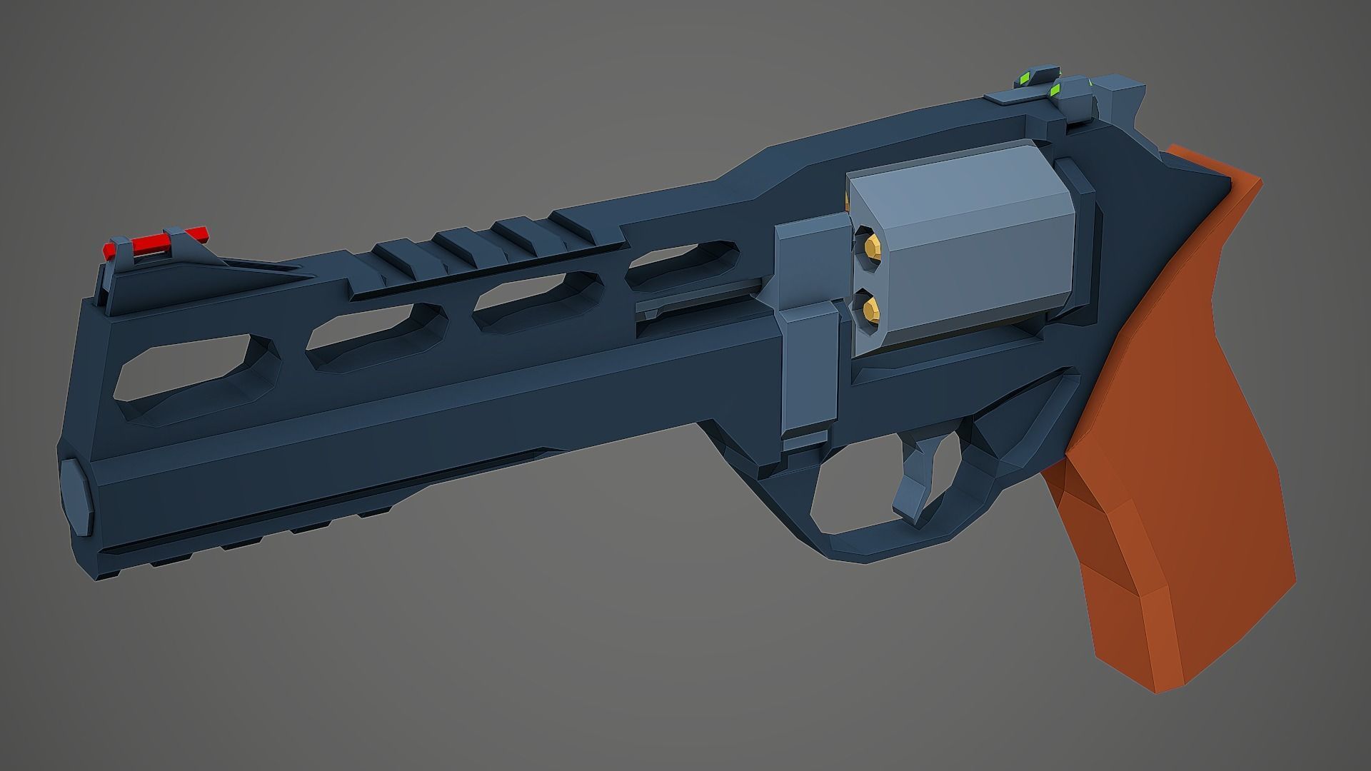 Stylized Rhino 60 DS Revolver Low Poly Mobile Ready Low-poly 3D model_1