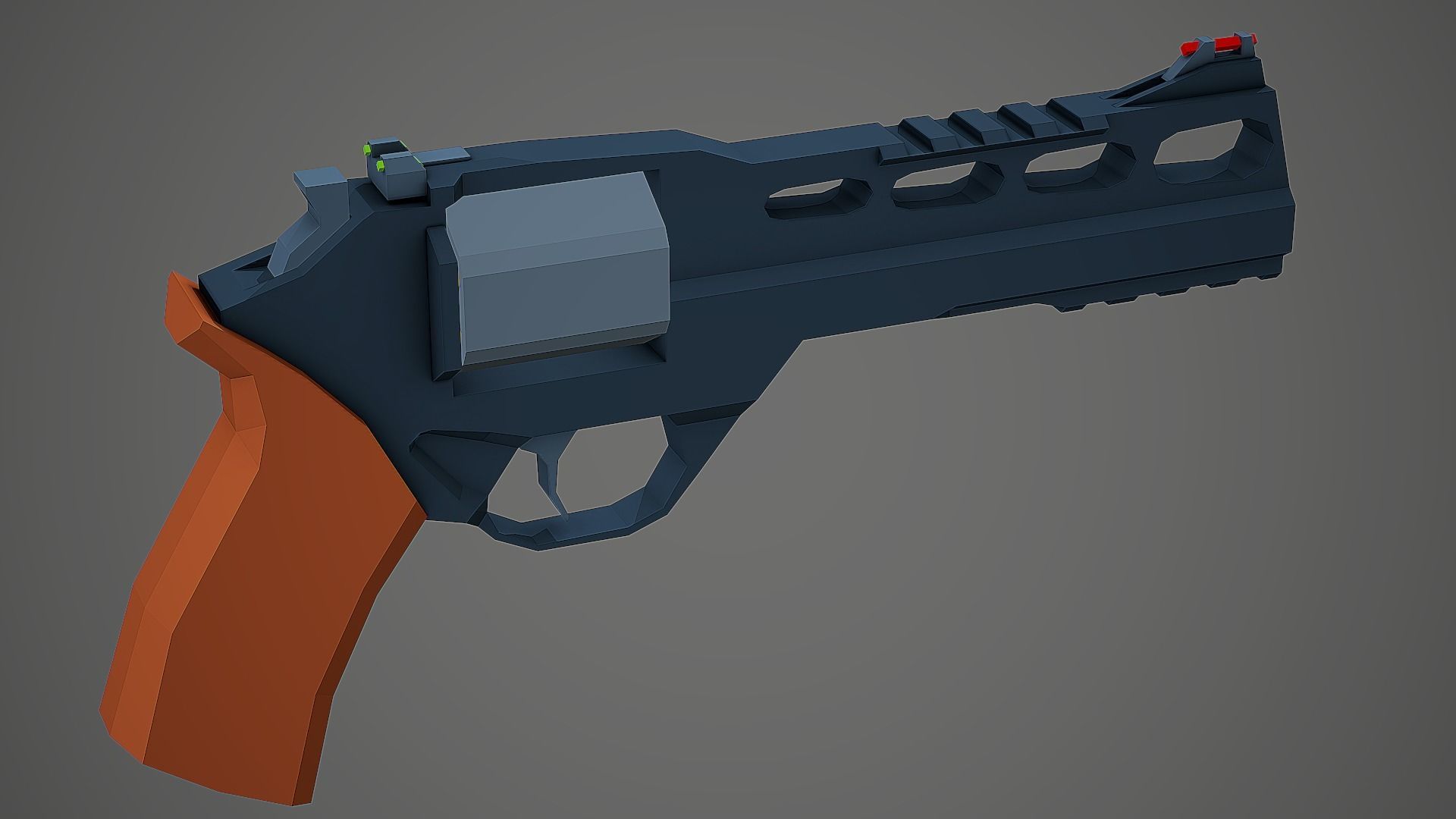 Stylized Rhino 60 DS Revolver Low Poly Mobile Ready Low-poly 3D model_2