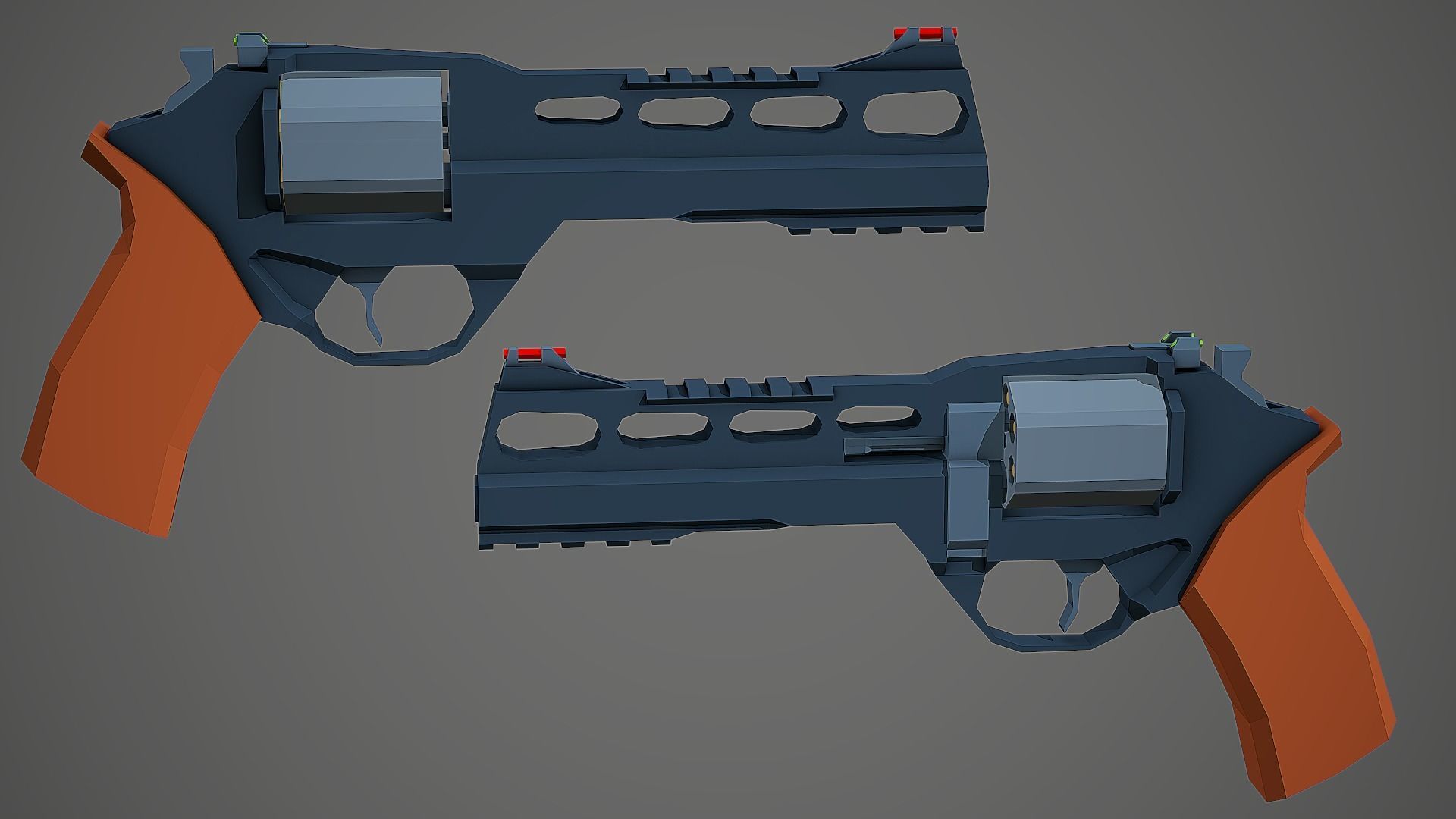 Stylized Rhino 60 DS Revolver Low Poly Mobile Ready Low-poly 3D model_3
