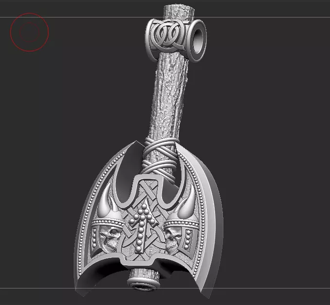 viking ax with skulls with teivaz rune 3D print model