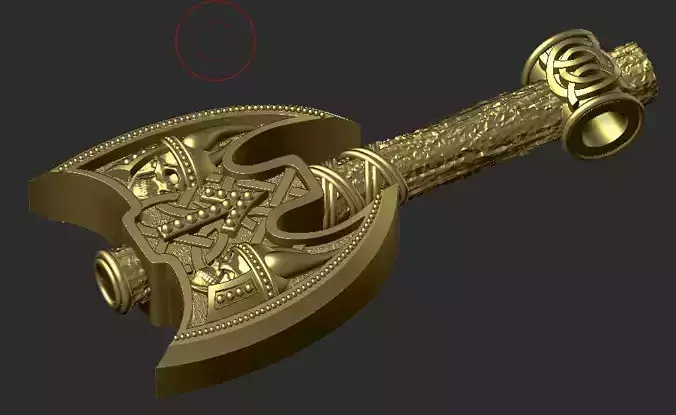 viking ax with skulls with teivaz rune 3D print model