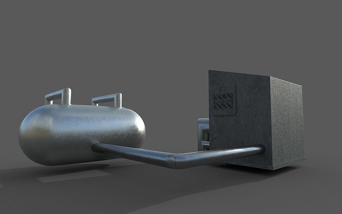 reservatory metal tank and pipe Free 3D model