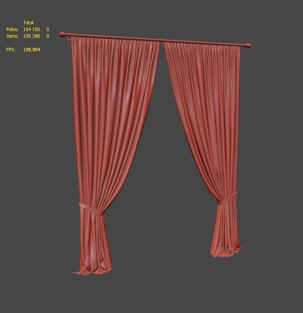 Curtain curtains 3D model_4