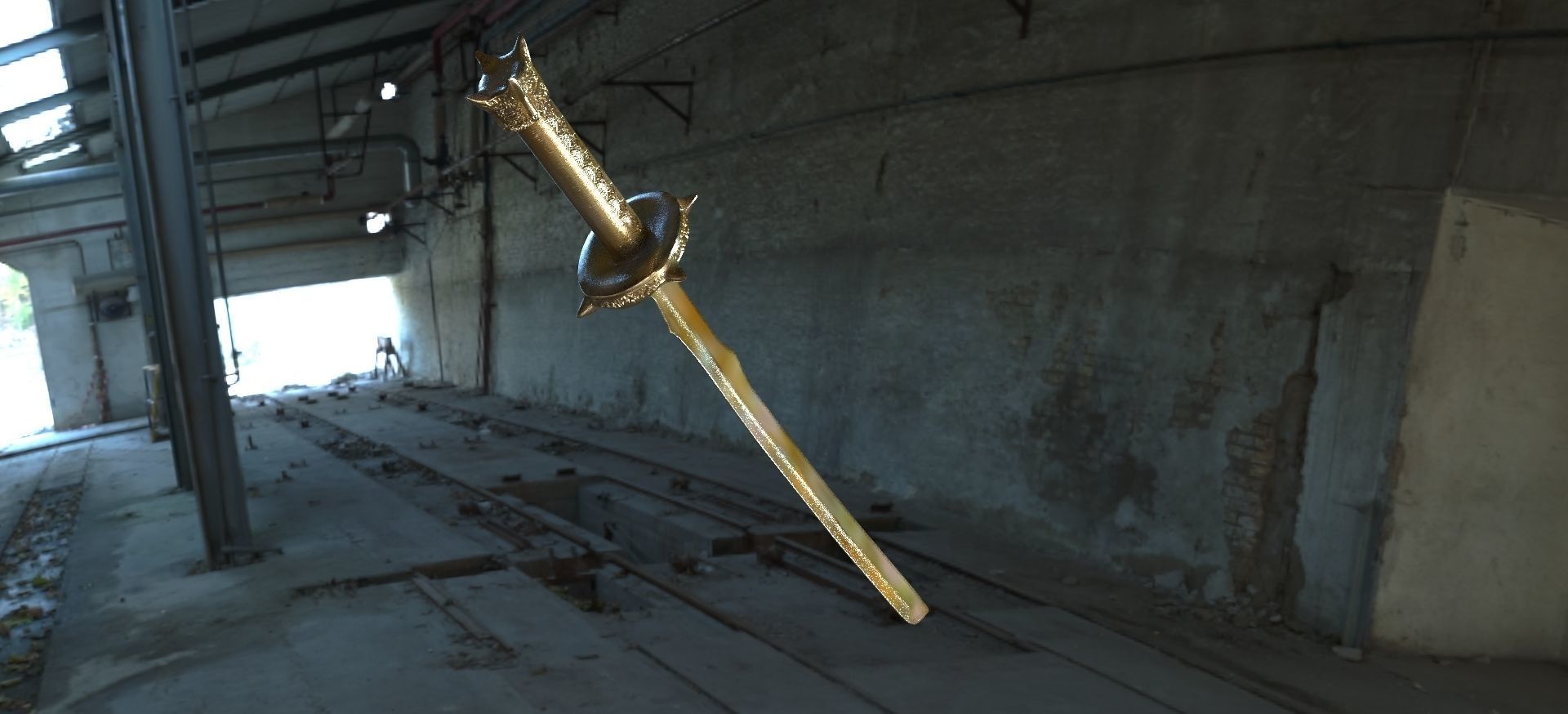 Ninja Sword Fantasy pyramid sword 3D model_1