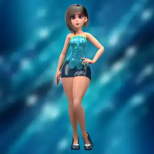 Toon Girl - Tpose  Maya Scene Rigged