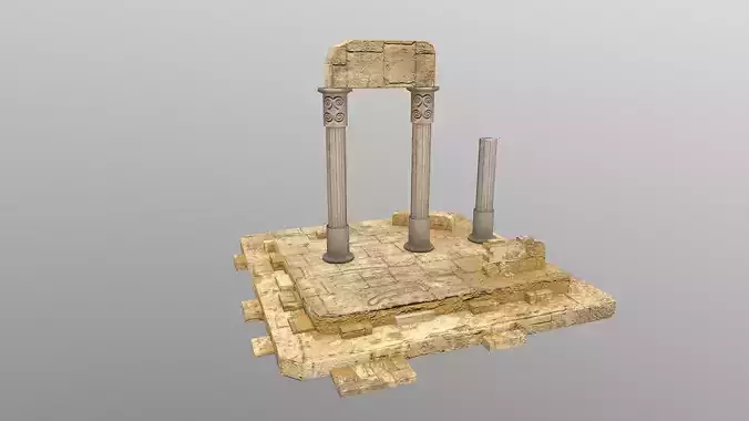 Low Poly Ruins 2 temple with columns Low-poly 3D model