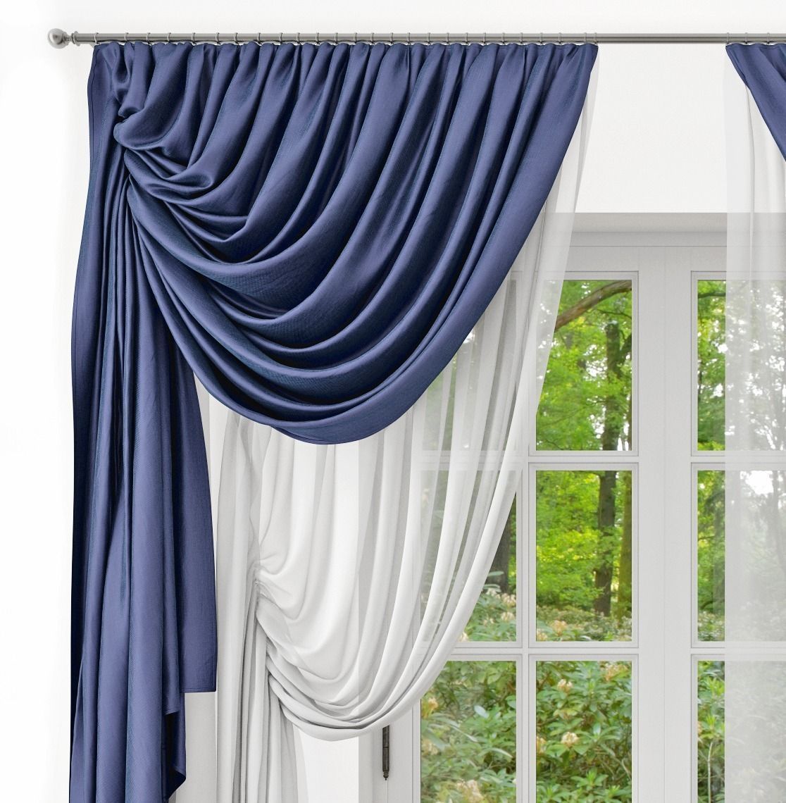 Curtains and drapes for living room 3D model_2