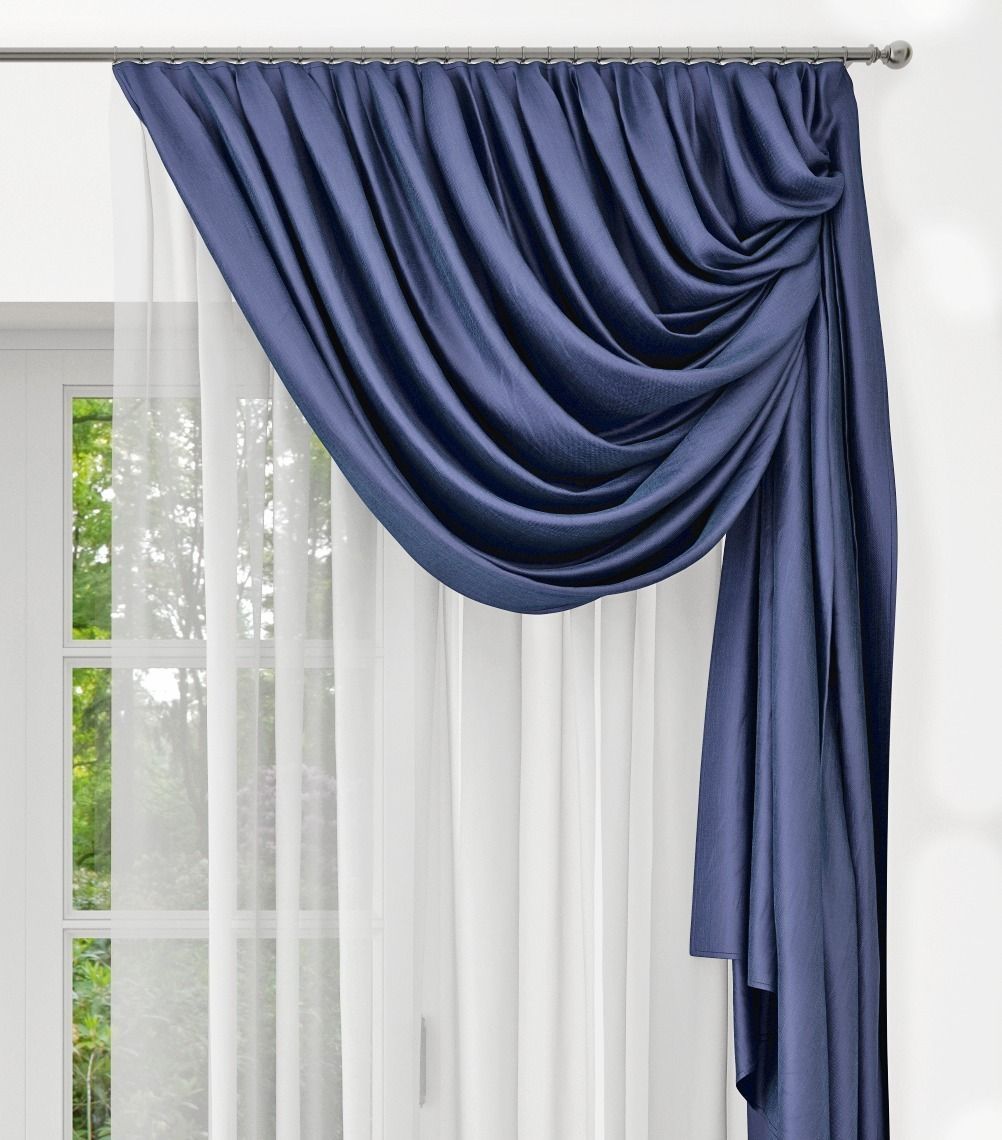 Curtains and drapes for living room 3D model_1