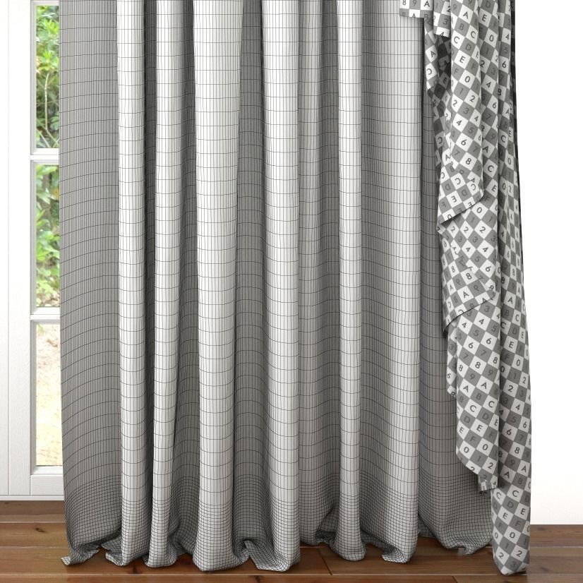 Curtains and drapes for living room 3D model_4