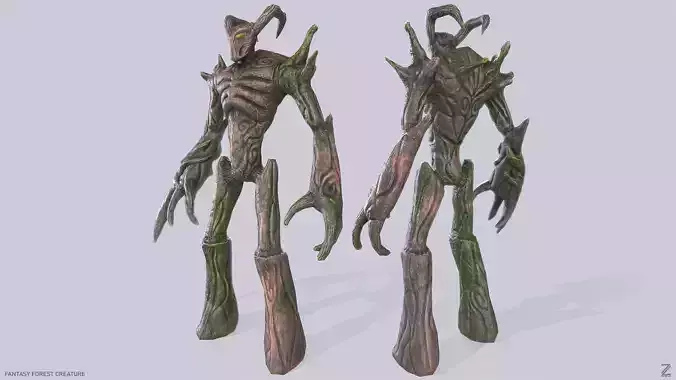 Fantasy forest creature Low-poly 3D model