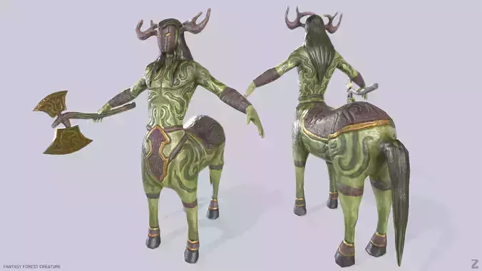 Fantasy forest creature Low-poly 3D model