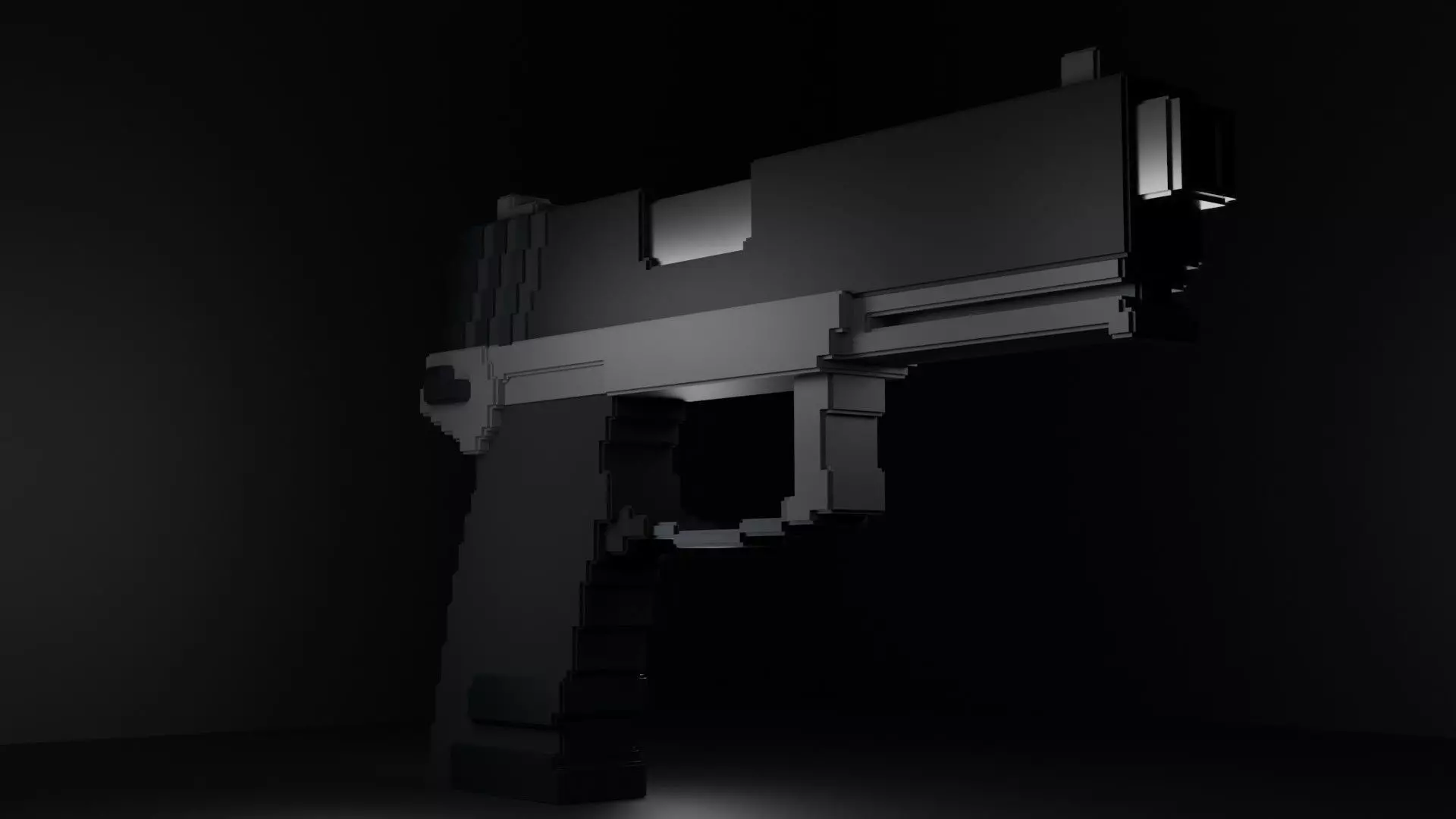 voxel pistol 3D model_0