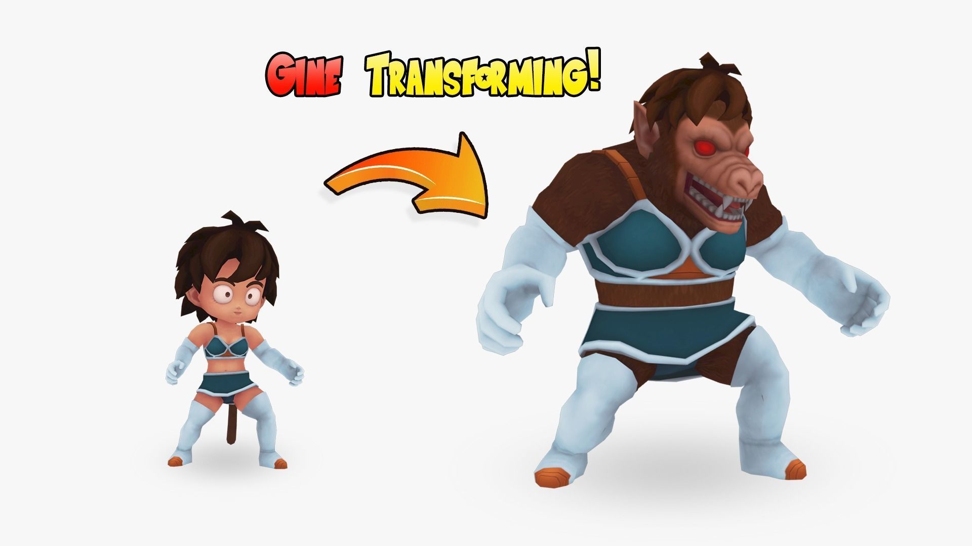 Gine transforming into Oozaru Low-poly 3D model_2