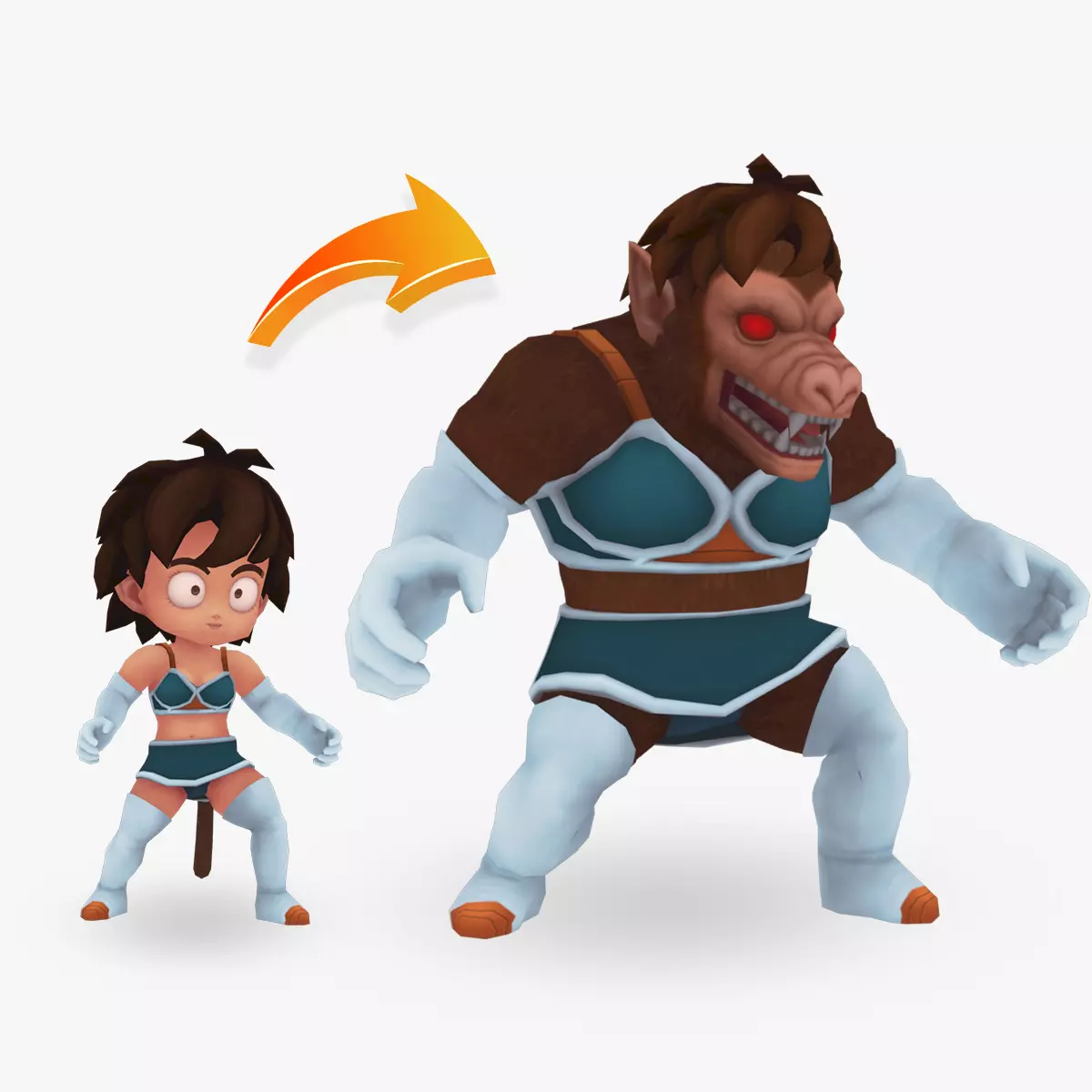 Gine transforming into Oozaru Low-poly 3D model_0